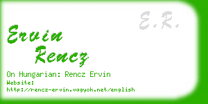 ervin rencz business card